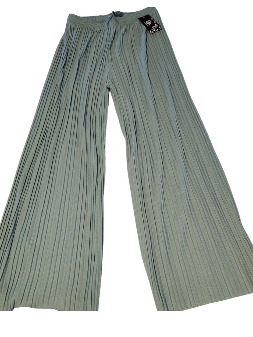 Pleated Wide-Leg Pants in Sage Green by